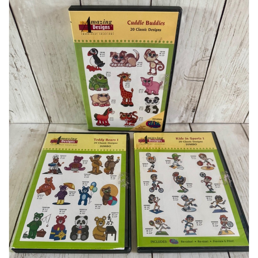 Amazing Designs Embroidery Solutions CD ROM Bundle Cuddle Teddy Kids